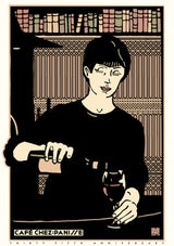 カフェ シェ・パニース　1980 デビッド・ランス・ゴインズ　リトグラフ額入り カフェ シェ・パニース 1980 デビッド・ランス・ゴインズ リトグラフ額